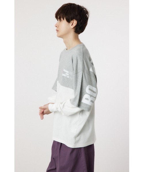 RODEO CROWNS WIDE BOWL(ロデオクラウンズワイドボウル)の「バイカラーL/S Tシャツ(Tシャツ/カットソー・メンズ・杢グレー/ブラック・LARGE/MEDIUM)」の3枚目の写真