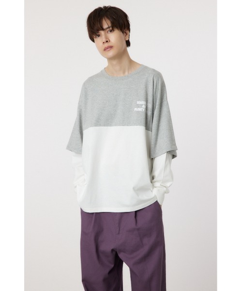 RODEO CROWNS WIDE BOWL(ロデオクラウンズワイドボウル)の「バイカラーL/S Tシャツ(Tシャツ/カットソー・メンズ・杢グレー/ブラック・LARGE/MEDIUM)」の4枚目の写真