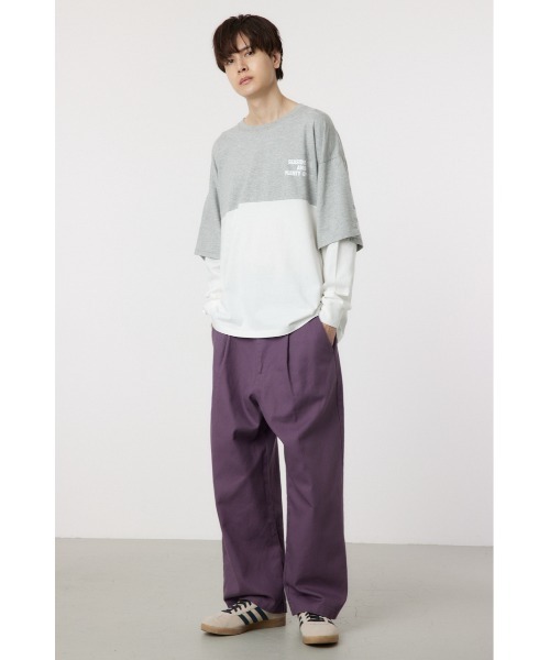 RODEO CROWNS WIDE BOWL(ロデオクラウンズワイドボウル)の「バイカラーL/S Tシャツ(Tシャツ/カットソー・メンズ・杢グレー/ブラック・LARGE/MEDIUM)」の6枚目の写真