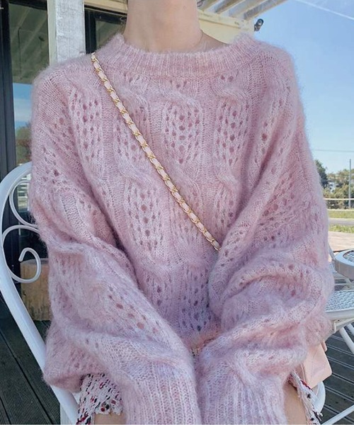 ラウンドネックモヘアニットトップス（ニット/セーター）｜AMAJI（アマジ）