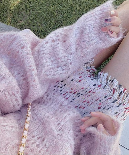 ラウンドネックモヘアニットトップス（ニット/セーター）｜AMAJI（アマジ）