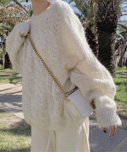 ラウンドネックモヘアニットトップス（ニット/セーター）｜AMAJI（アマジ）