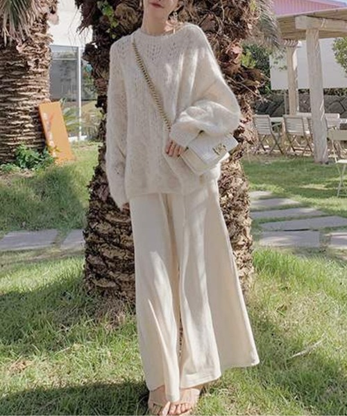 ラウンドネックモヘアニットトップス（ニット/セーター）｜AMAJI（アマジ）