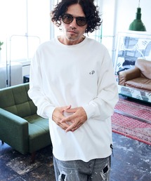 ADAMPATEK/embroidered basics crewneck cutsew/刺繍入りルーズシルエットベーシックロングスリーブTシャツ