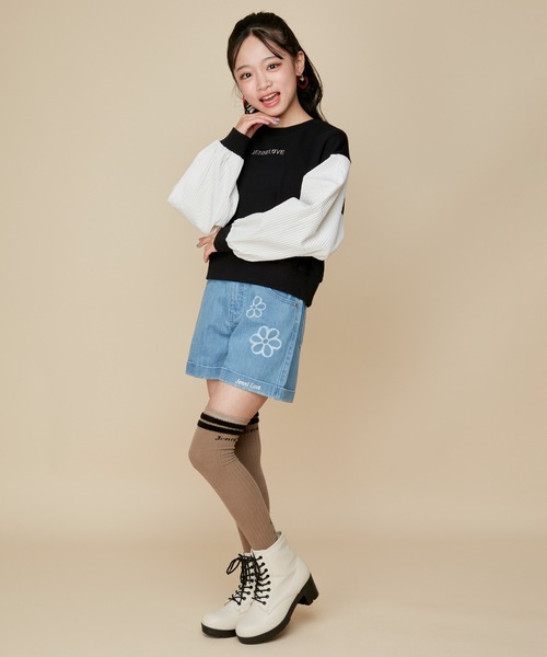 JENNI love（ジェニィラブ）の「【ウエスト調整可】フラワー抜染デニム