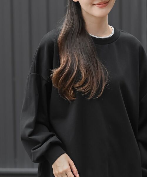rps(アールピーエス)の「裏毛レイヤード風ワイドプルオーバー(Tシャツ/カットソー・レディース・チャコールグレー/ブラック/グレイッシュベージュ/イエロー/グリーン/グリーン系その他・フリー)」の10枚目の写真