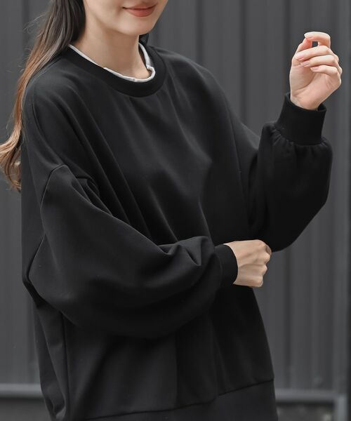rps(アールピーエス)の「裏毛レイヤード風ワイドプルオーバー(Tシャツ/カットソー・レディース・チャコールグレー/ブラック/グレイッシュベージュ/イエロー/グリーン/グリーン系その他・フリー)」の11枚目の写真