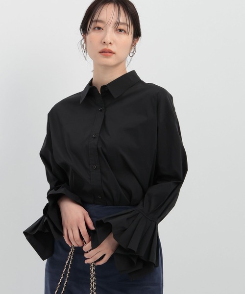 Andemiu(アンデミュウ)の「ソデフレアシャツ148376(シャツ/ブラウス・レディース・ブラック/オフホワイト/ブルー・FREE)」の13枚目の写真