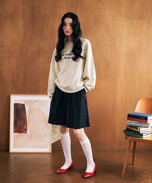 セール】限定展開 ショートラグラン 切り替え ロゴスウェット