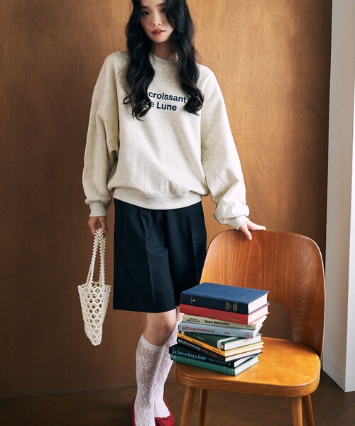 セール】限定展開 ショートラグラン 切り替え ロゴスウェット