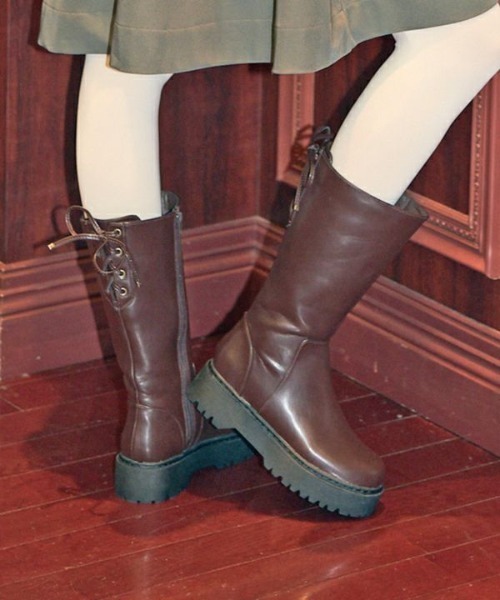 F i.n.t(フィント)の「バックレースアップロングブーツ(ブーツ・レディース・ブラック/ブラウン・M/L/S)」の12枚目の写真