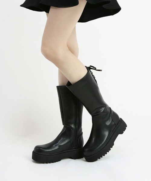 F i.n.t(フィント)の「バックレースアップロングブーツ(ブーツ・レディース・ブラック/ブラウン・M/L/S)」の17枚目の写真
