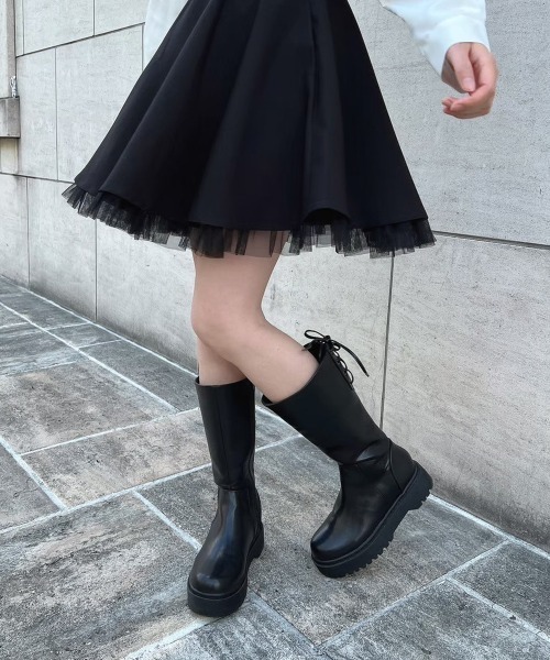 F i.n.t(フィント)の「バックレースアップロングブーツ(ブーツ・レディース・ブラック/ブラウン・M/L/S)」の8枚目の写真