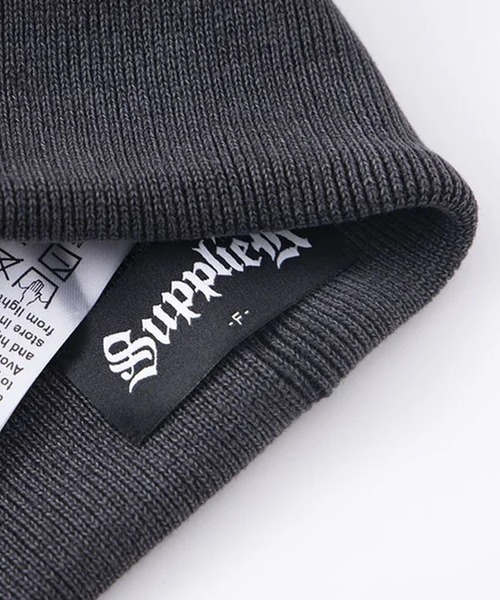 【セール】SUPPLIER/サプライヤー Cross Leather Patch Baenie ビーニー（ニットキャップ/ビーニー）｜SUPPLIER（サプライヤー）