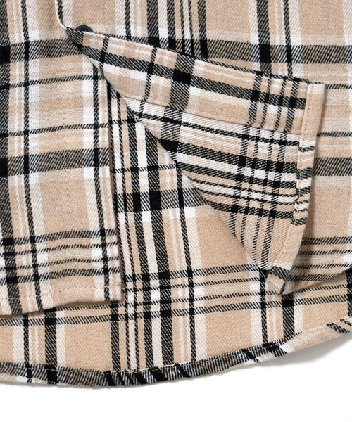 Ritzy(リッツィー)の「Vintage-like check flannel shirt/ヴィンテージライク レギュラーカラー フランネル シャツ レディース メンズ(シャツ/ブラウス・メンズ・オレンジ/ホワイト/レッド/ブラック/ベージュ/ブラウン/ネイビー・M/L/XL)」の10枚目の写真