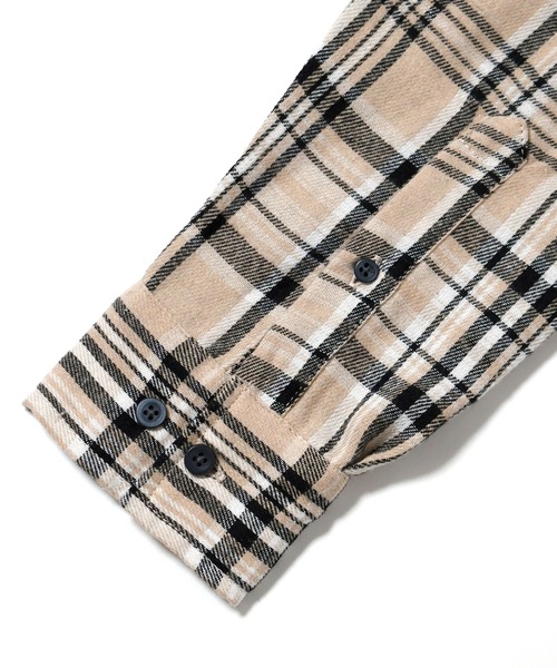 Ritzy(リッツィー)の「Vintage-like check flannel shirt/ヴィンテージライク レギュラーカラー フランネル シャツ レディース メンズ(シャツ/ブラウス・メンズ・オレンジ/ホワイト/レッド/ブラック/ベージュ/ブラウン/ネイビー・M/L/XL)」の13枚目の写真