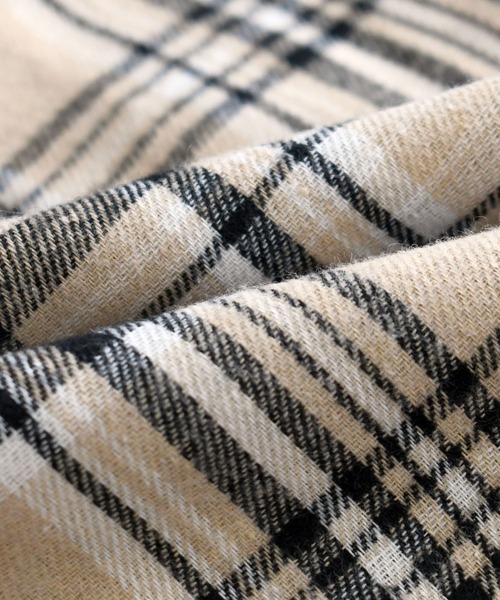 Ritzy(リッツィー)の「Vintage-like check flannel shirt/ヴィンテージライク レギュラーカラー フランネル シャツ レディース メンズ(シャツ/ブラウス・メンズ・オレンジ/ホワイト/レッド/ブラック/ベージュ/ブラウン/ネイビー・M/L/XL)」の14枚目の写真