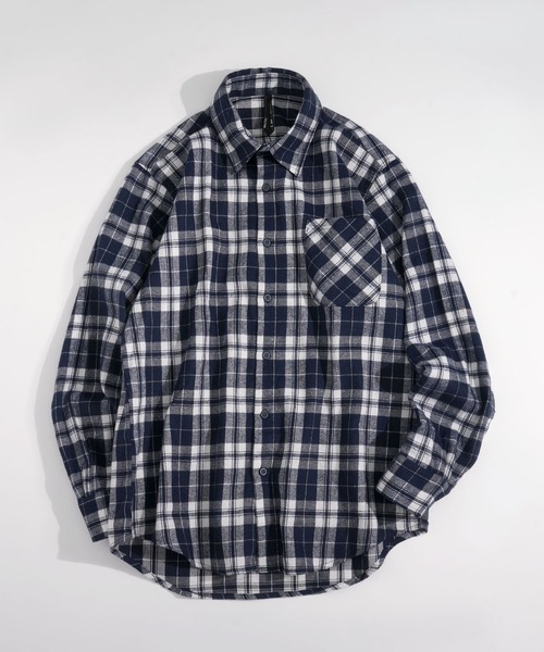 Ritzy(リッツィー)の「Vintage-like check flannel shirt/ヴィンテージライク レギュラーカラー フランネル シャツ レディース メンズ(シャツ/ブラウス・メンズ・オレンジ/ホワイト/レッド/ブラック/ベージュ/ブラウン/ネイビー・M/L/XL)」の15枚目の写真