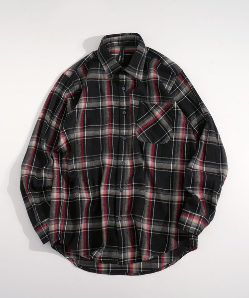 Ritzy(リッツィー)の「Vintage-like check flannel shirt/ヴィンテージライク レギュラーカラー フランネル シャツ レディース メンズ(シャツ/ブラウス・メンズ・オレンジ/ホワイト/レッド/ブラック/ベージュ/ブラウン/ネイビー・M/L/XL)」の16枚目の写真