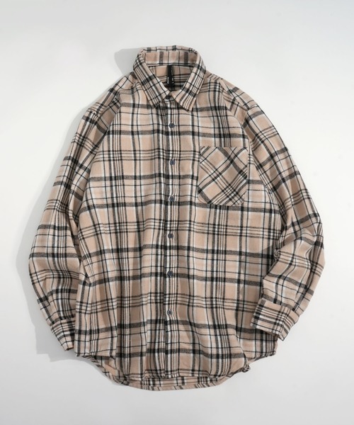 Ritzy(リッツィー)の「Vintage-like check flannel shirt/ヴィンテージライク レギュラーカラー フランネル シャツ レディース メンズ(シャツ/ブラウス・メンズ・オレンジ/ホワイト/レッド/ブラック/ベージュ/ブラウン/ネイビー・M/L/XL)」の18枚目の写真