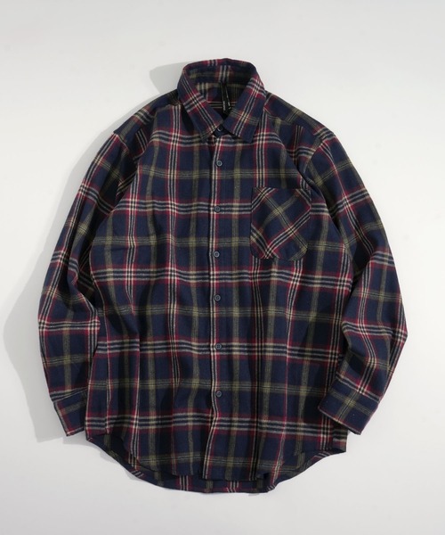 Ritzy(リッツィー)の「Vintage-like check flannel shirt/ヴィンテージライク レギュラーカラー フランネル シャツ レディース メンズ(シャツ/ブラウス・メンズ・オレンジ/ホワイト/レッド/ブラック/ベージュ/ブラウン/ネイビー・M/L/XL)」の19枚目の写真