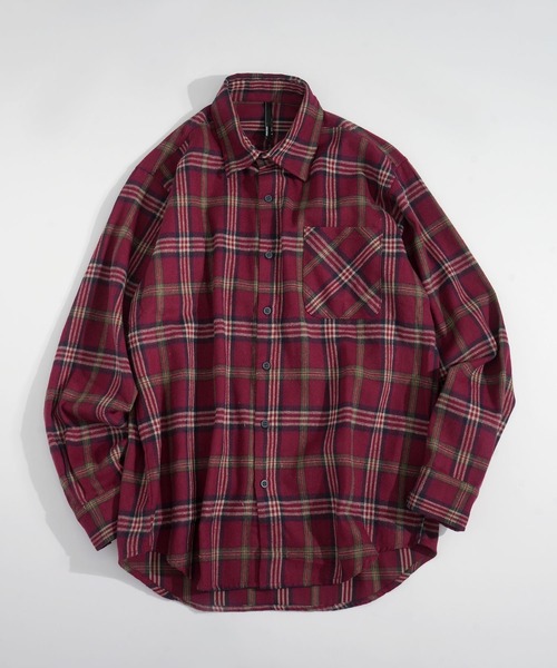 Ritzy(リッツィー)の「Vintage-like check flannel shirt/ヴィンテージライク レギュラーカラー フランネル シャツ レディース メンズ(シャツ/ブラウス・メンズ・オレンジ/ホワイト/レッド/ブラック/ベージュ/ブラウン/ネイビー・M/L/XL)」の20枚目の写真