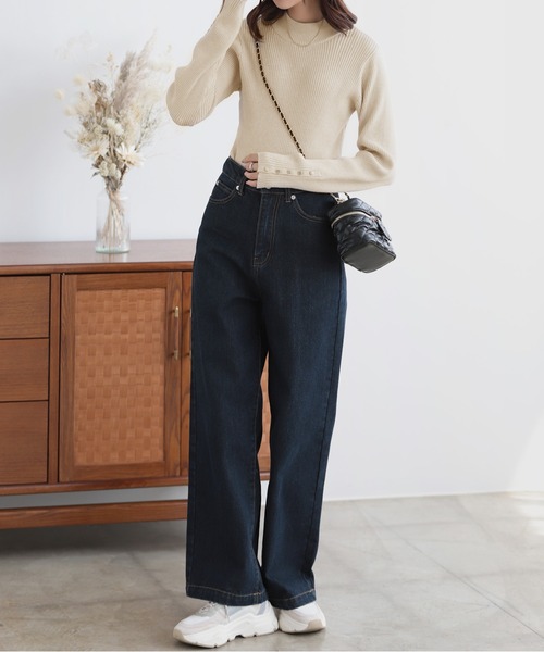 nouvellemoi（ヌーベルモイ）の「袖ボタンハイネックニット（ニット/セーター・レディース・ピンクベージュ/アイボリー/ナチュラル/ライトブルー/チャコールグレー・M）」の7枚目の写真