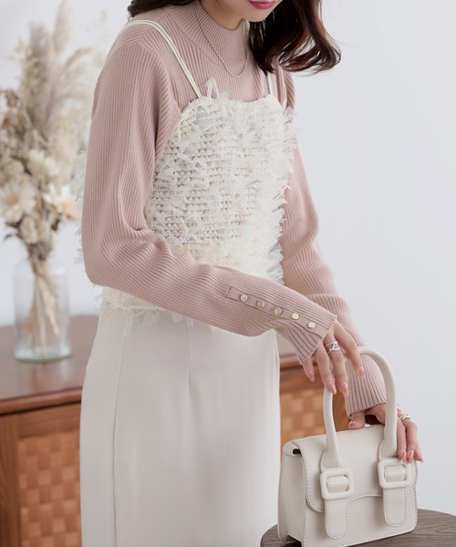 nouvellemoi（ヌーベルモイ）の「袖ボタンハイネックニット（ニット/セーター・レディース・ピンクベージュ/アイボリー/ナチュラル/ライトブルー/チャコールグレー・M）」の21枚目の写真