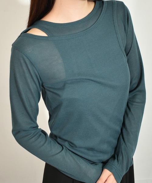 kiehtova】LAYERED SHEER TOPS/レイヤード シアー トップス（T