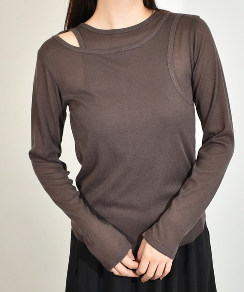 tシャツ LAYERED SHEER TOPS レディース kiehtova】LAYERED SHEER TOPS/レイヤード シアー トップス（T