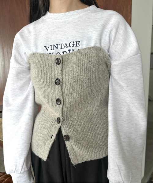 lawgy（ラウジー）の「multiway bustier neck warmer / マルチウェイビスチェネックウォーマー（ベスト・レディース・オートミール/ブラック/グレー・FREE）」の3枚目の写真