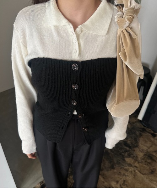 lawgy（ラウジー）の「multiway bustier neck warmer / マルチウェイビスチェネックウォーマー（ベスト・レディース・オートミール/ブラック/グレー・FREE）」の12枚目の写真