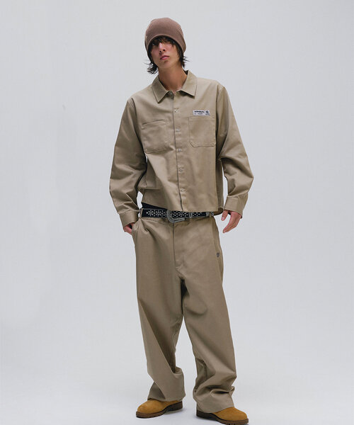 Sourcream(サワークリーム)の「*セットアップ可能品番【Sourcream/サワークリーム】ツイルワークシャツ(シャツ/ブラウス・レディース・ベージュ/ネイビー/ブラック/チャコールグレー・MEDIUM/LARGE)」の3枚目の写真