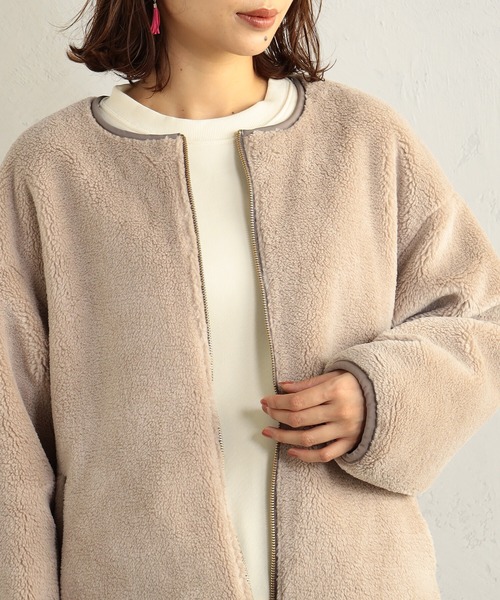 FOUND GOOD（ファウンドグッド）の「RVボアブルゾン（ブルゾン・レディース・ブラウン系3/グリーン系8/ベージュ/ブラック・S/L/M）」の13枚目の写真