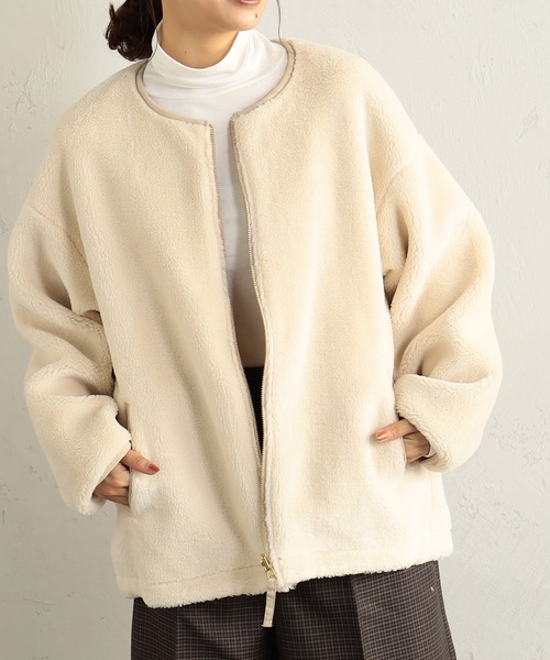 FOUND GOOD（ファウンドグッド）の「RVボアブルゾン（ブルゾン・レディース・ブラウン系3/グリーン系8/ベージュ/ブラック・S/L/M）」の9枚目の写真