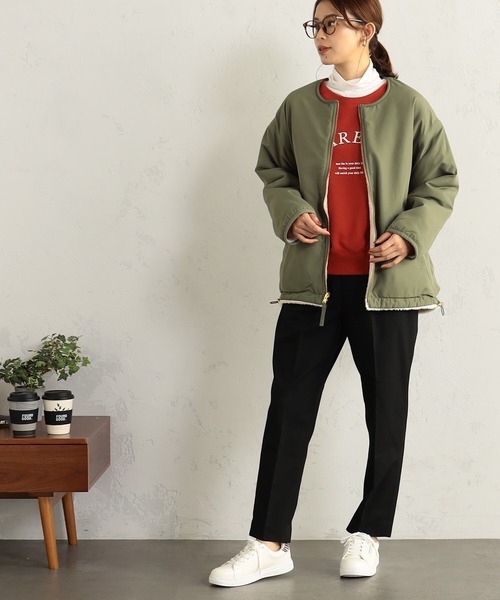 FOUND GOOD（ファウンドグッド）の「RVボアブルゾン（ブルゾン・レディース・ブラウン系3/グリーン系8/ベージュ/ブラック・S/L/M）」の8枚目の写真