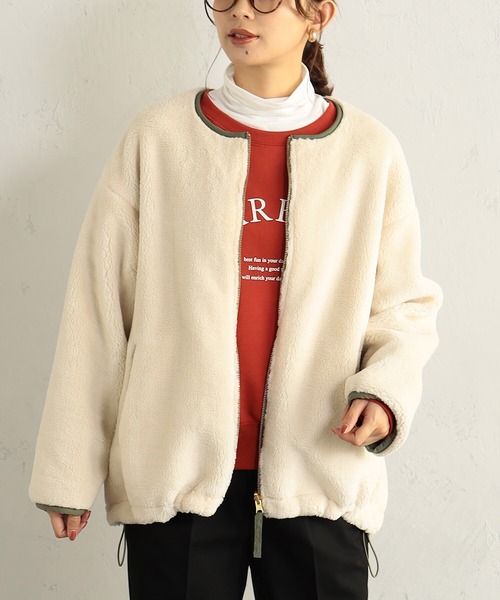 FOUND GOOD（ファウンドグッド）の「RVボアブルゾン（ブルゾン・レディース・ブラウン系3/グリーン系8/ベージュ/ブラック・S/L/M）」の5枚目の写真