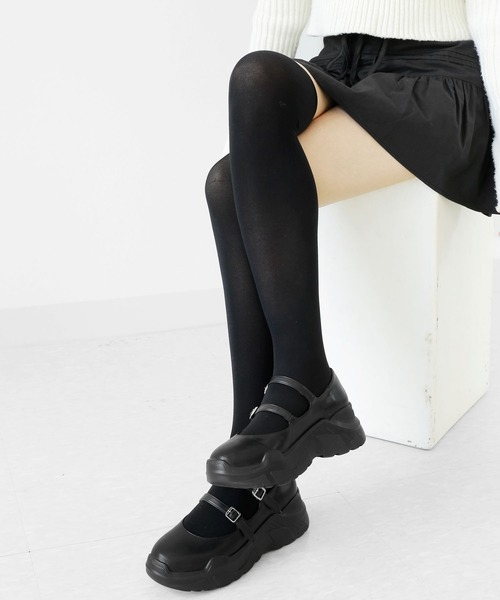 minsobi（ミンソビ）の「選べる丈 3種 スキンソックス ニーハイソックス ハイソックス 透け感がとってもガーリーなソックス（ソックス/靴下・レディース・ホワイト/ブラック・LARGE/MEDIUM/SMALL）」の7枚目の写真