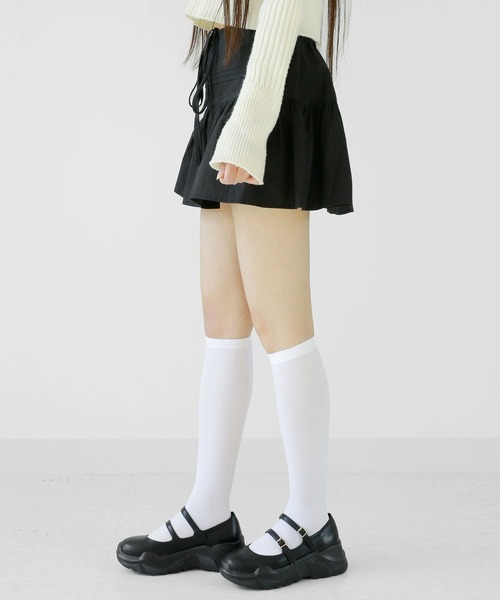 minsobi（ミンソビ）の「選べる丈 3種 スキンソックス ニーハイソックス ハイソックス 透け感がとってもガーリーなソックス（ソックス/靴下・レディース・ホワイト/ブラック・LARGE/MEDIUM/SMALL）」の12枚目の写真