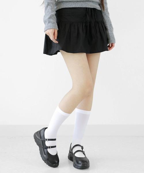 minsobi（ミンソビ）の「選べる丈 3種 スキンソックス ニーハイソックス ハイソックス 透け感がとってもガーリーなソックス（ソックス/靴下・レディース・ホワイト/ブラック・LARGE/MEDIUM/SMALL）」の9枚目の写真