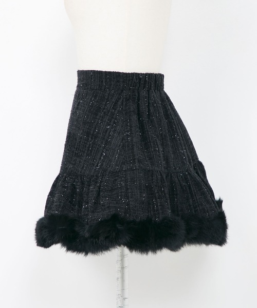 Diable baiser（ディアブルベーゼ）の「裾ファーツイードスカート（スカート・レディース・ボルドー/ブラック・SMALL/MEDIUM/LARGE/LL）」の9枚目の写真
