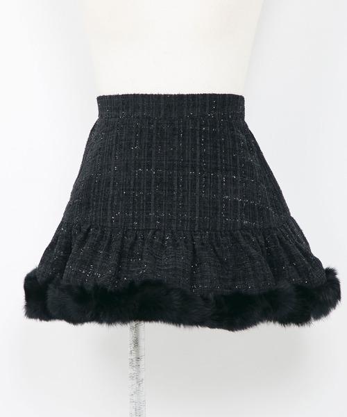 Diable baiser（ディアブルベーゼ）の「裾ファーツイードスカート（スカート・レディース・ボルドー/ブラック・SMALL/MEDIUM/LARGE/LL）」の13枚目の写真