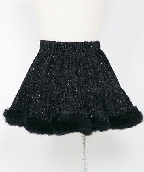 Diable baiser（ディアブルベーゼ）の「裾ファーツイードスカート（スカート・レディース・ボルドー/ブラック・SMALL/MEDIUM/LARGE/LL）」の14枚目の写真