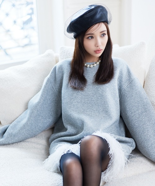 EIMY ISTOIRE（エイミーイストワール）の「フェザーヘムスウェットワンピース（ワンピース・レディース・グレー/ブラック/ホワイト・F）」の4枚目の写真