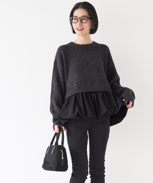 coca(coca)(コカ)の「裾バルーンレイヤード ニットドッキングトップス(ニット/セーター・レディース・B/A・L/M)」の4枚目の写真