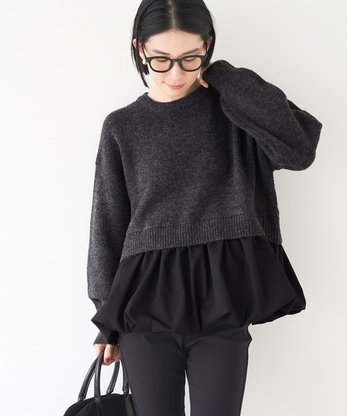 coca(coca)(コカ)の「裾バルーンレイヤード ニットドッキングトップス(ニット/セーター・レディース・B/A・L/M)」の7枚目の写真