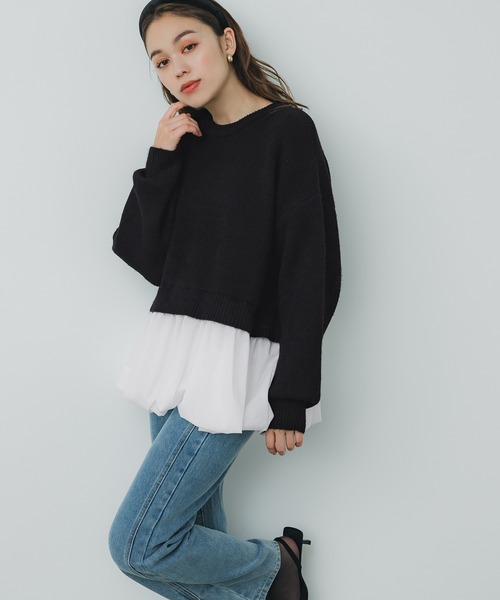 coca(coca)(コカ)の「裾バルーンレイヤード ニットドッキングトップス(ニット/セーター・レディース・B/A・L/M)」の12枚目の写真