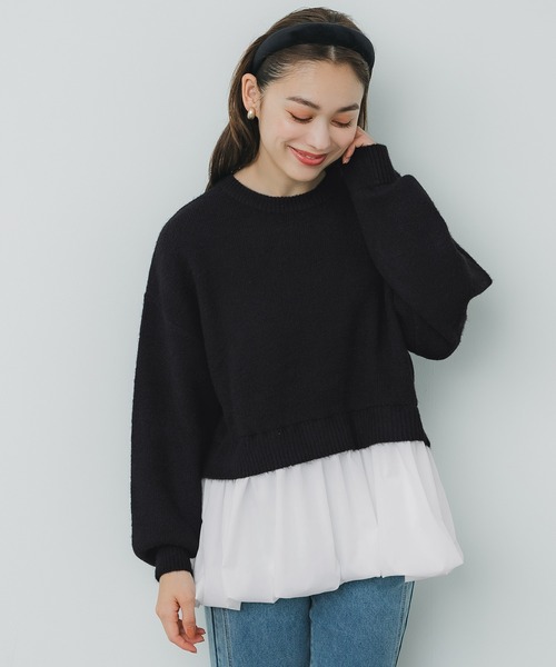 coca(coca)(コカ)の「裾バルーンレイヤード ニットドッキングトップス(ニット/セーター・レディース・B/A・L/M)」の10枚目の写真