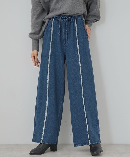 Cutie Blonde（キューティーブロンド）の「◆【あったか裏起毛】センターフリンジ イージーデニムパンツ（その他パンツ・レディース・ブルー系その他/ライトブルー・01/02/03/04）」の2枚目の写真