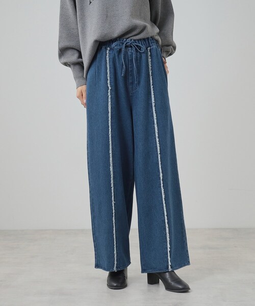 Cutie Blonde（キューティーブロンド）の「◆【あったか裏起毛】センターフリンジ イージーデニムパンツ（その他パンツ・レディース・ブルー系その他/ライトブルー・01/02/03/04）」の7枚目の写真